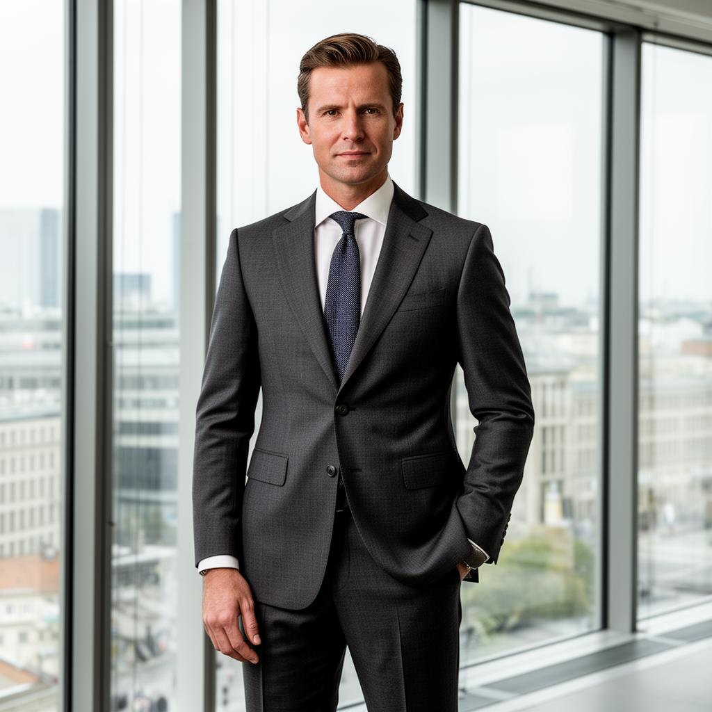 Charcoal grey business suit by Harrison E Milano in Berlin